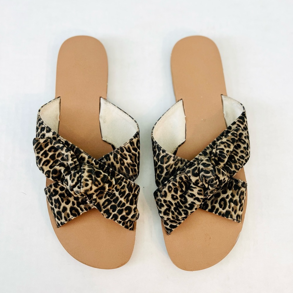 Leopard tie sandals